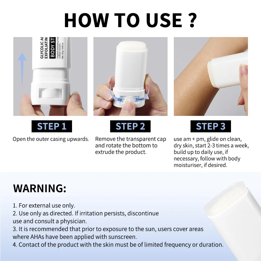 Body Effective Exfoliation Stick Glycolic Acid Exfoliating Deep Exfoliation Nourishing Moisture Deep Hydration Skincare