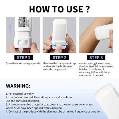 Body Effective Exfoliation Stick Glycolic Acid Exfoliating Deep Exfoliation Nourishing Moisture Deep Hydration Skincare