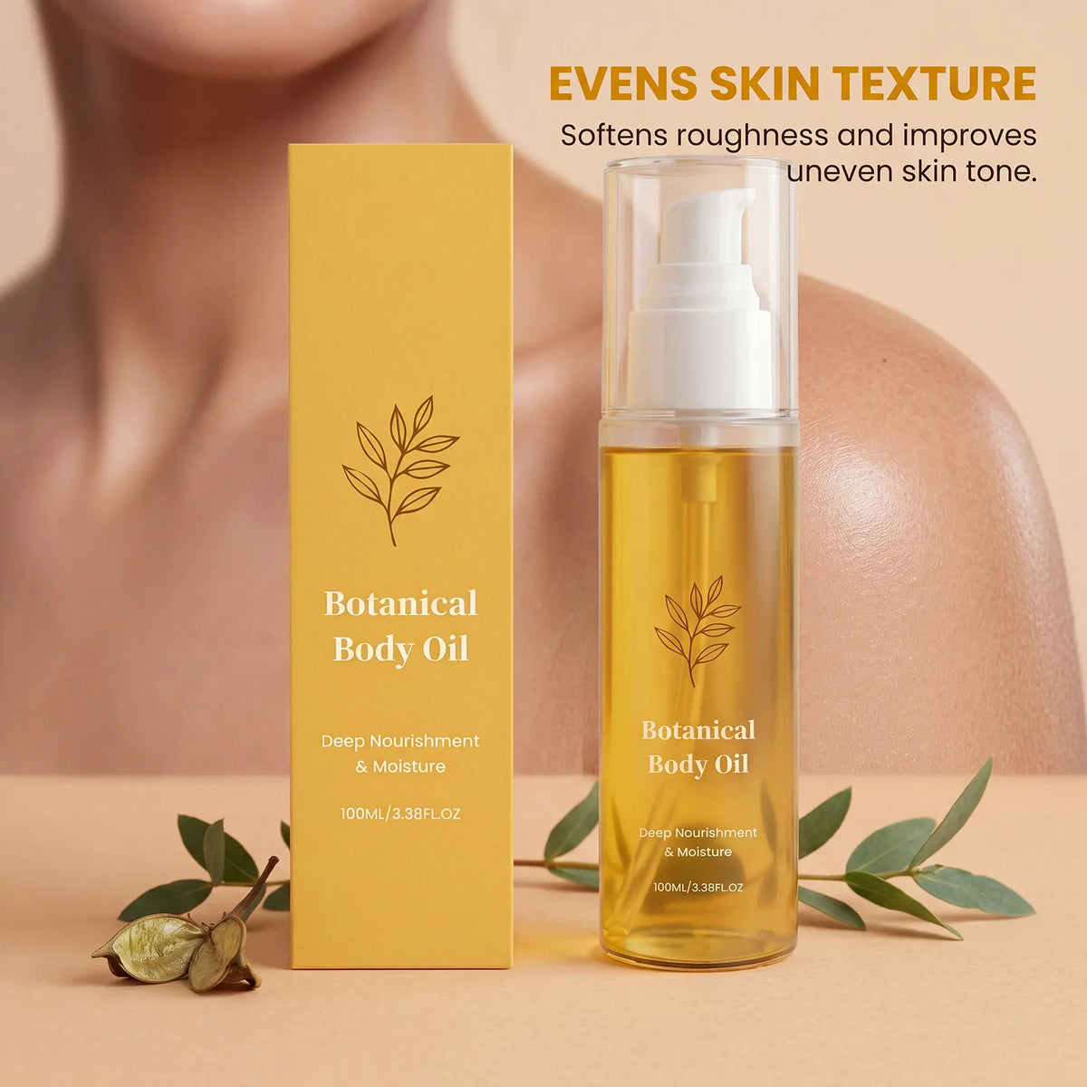 Organic Botanical Body Oil Smoother Skin Deep Hydrating Skin Barrier Improve Seasonal Skin Dryness Fast-Absorb Body Massage Oil