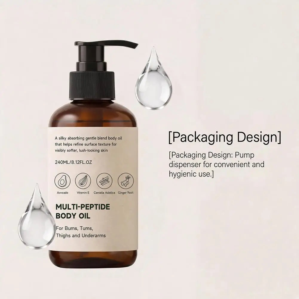 Multi Peptide Body Oil for Dry Skin, Deep Hydration and Nourishing Care, Lightweight Oil Daily Body Skin Care Treatment, 240ml