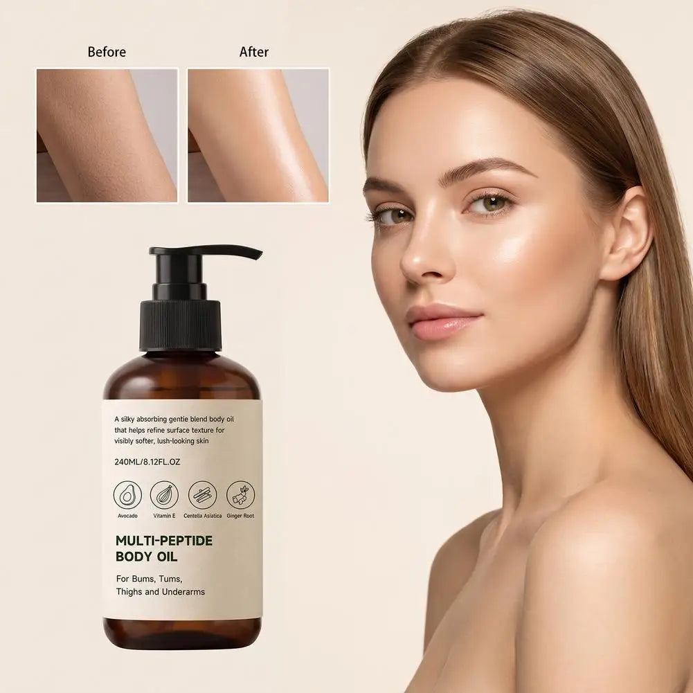 Multi Peptide Body Oil for Dry Skin, Deep Hydration and Nourishing Care, Lightweight Oil Daily Body Skin Care Treatment, 240ml
