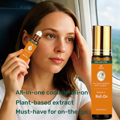 Mint Roll-On Essential Oil 98% Natural Ingredients Refreshing Scent Instantly Lifting Spirits Portable Size