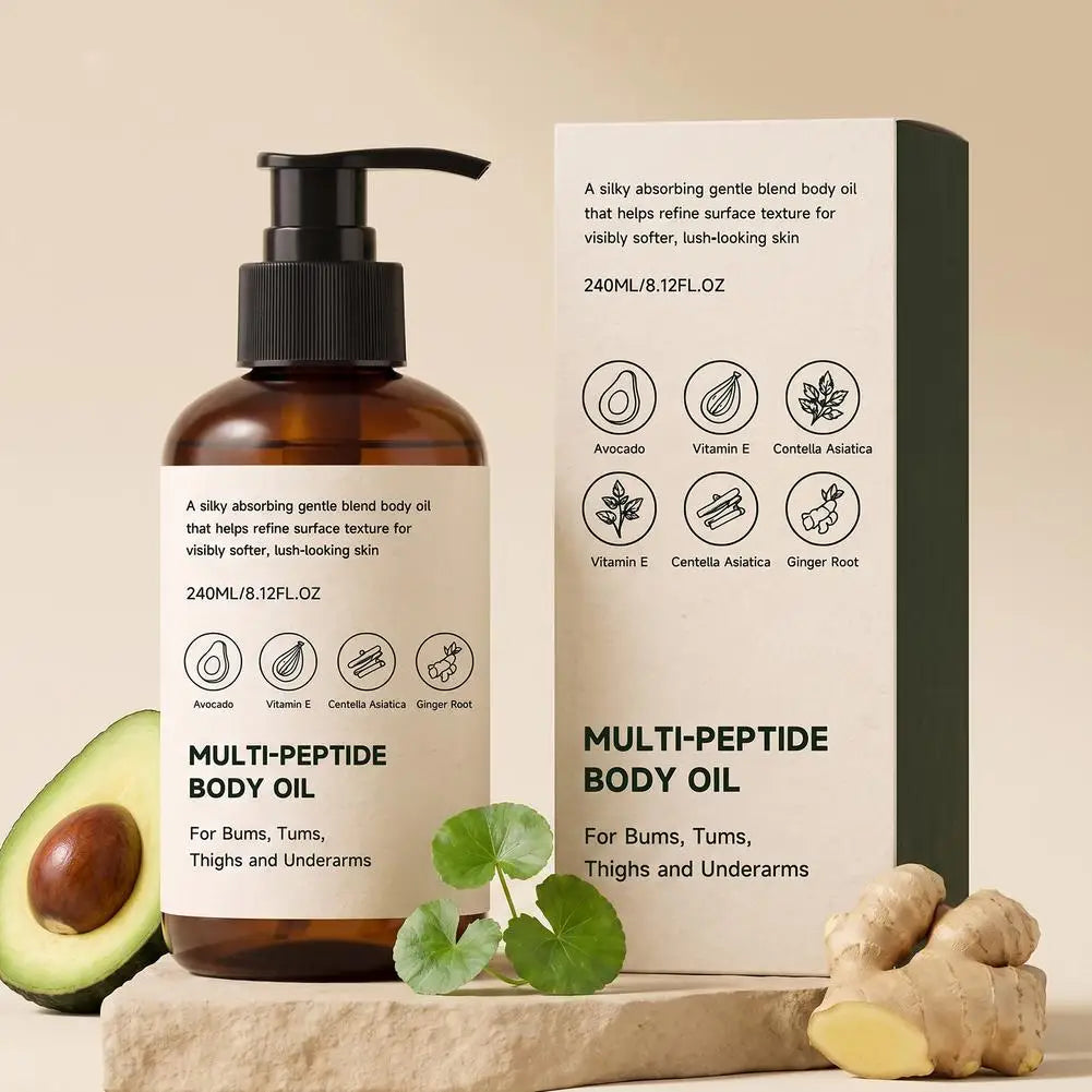 Multi Peptide Body Oil for Dry Skin, Deep Hydration and Nourishing Care, Lightweight Oil Daily Body Skin Care Treatment, 240ml