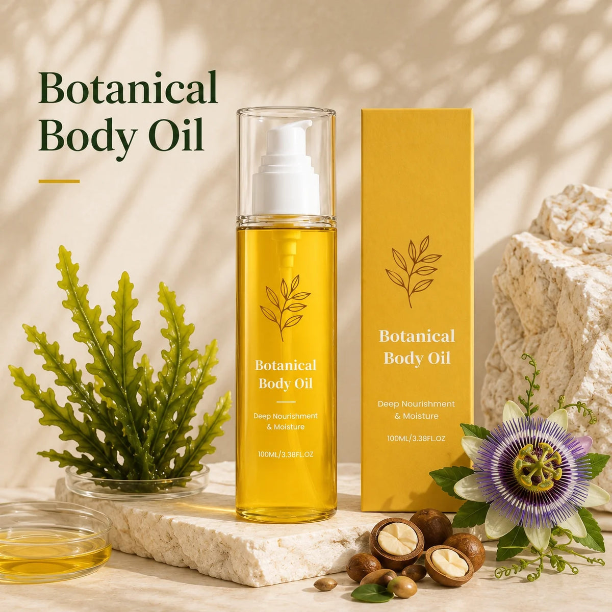 Organic Botanical Body Oil Smoother Skin Deep Hydrating Skin Barrier Improve Seasonal Skin Dryness Fast-Absorb Body Massage Oil