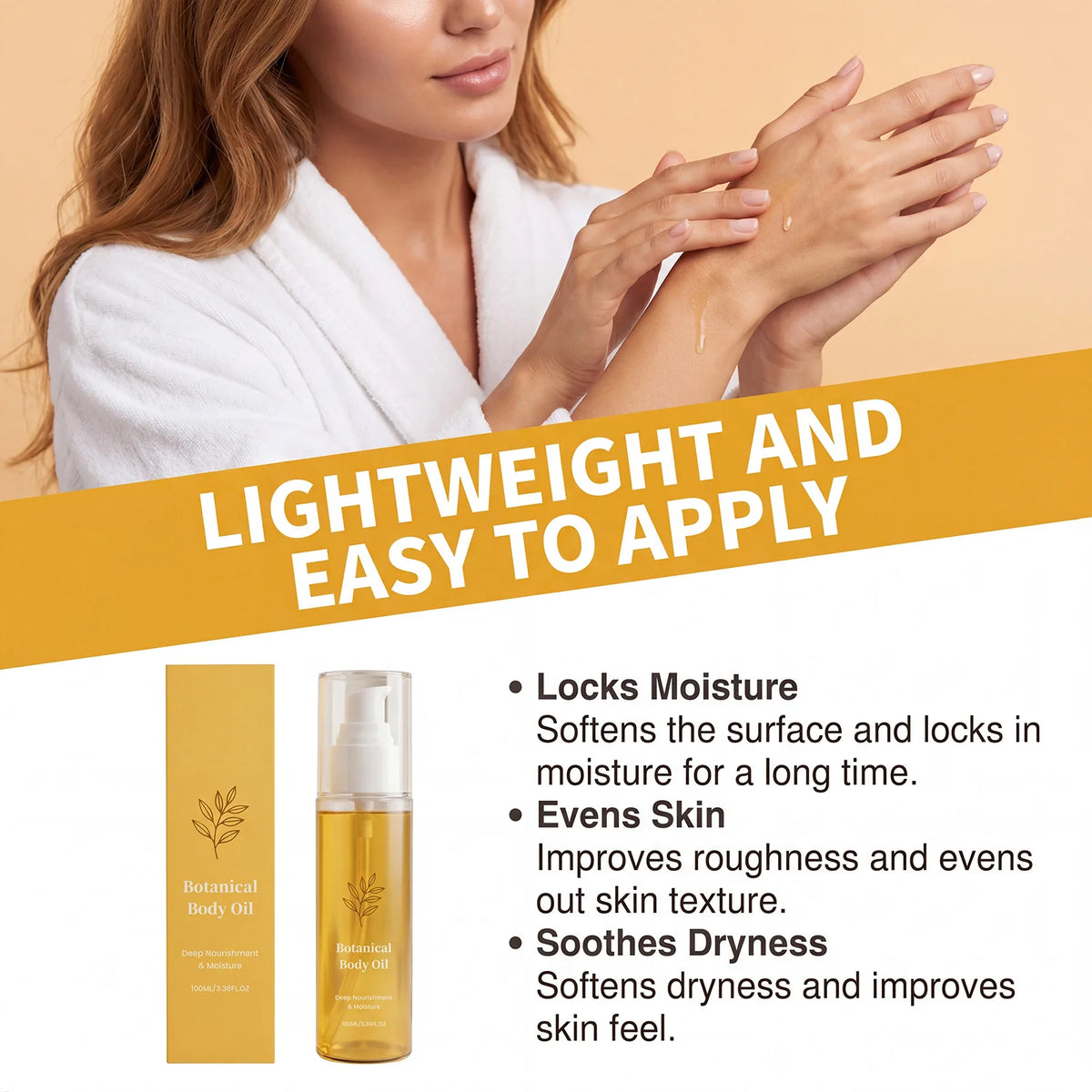 Organic Botanical Body Oil Smoother Skin Deep Hydrating Skin Barrier Improve Seasonal Skin Dryness Fast-Absorb Body Massage Oil